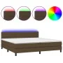 Cama box spring colchón luces LED tela marrón oscuro 200x200 cm de , Camas y somieres - Ref: Foro24-3133264, Precio: 594,47 €...