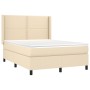 Box spring bed mattress and LED lights cream fabric 140x190 cm by , Beds and slatted bases - Ref: Foro24-3138234, Price: 471,...