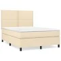Box spring bed with cream fabric mattress 140x190 cm by , Beds and slatted bases - Ref: Foro24-3141694, Price: 445,34 €, Disc...
