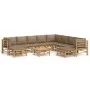 11-teiliges Gartenmöbel-Set aus Bambus mit taupegrauen Kissen von , Gartensets - Ref: Foro24-3155129, Preis: 1,00 €, Rabatt: %