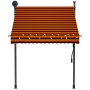 Toldo manual retráctil con LED naranja y marrón 150 cm