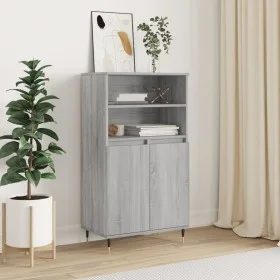 Aparador alto de madera contrachapada gris Sonoma 60x36x110 cm de , Aparadores - Ref: Foro24-831482, Precio: 76,64 €, Descuen...
