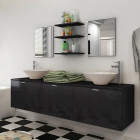 Set of 8 black bathroom furniture and sink pieces by vidaXL, Bathroom furniture - Ref: Foro24-272233, Price: 335,29 €, Discou...