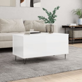 Couchtisch aus glänzend weißem Sperrholz, 90 x 44,5 x 45 cm von , Couchtisch - Ref: Foro24-830974, Preis: 73,70 €, Rabatt: %