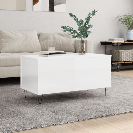 Couchtisch aus glänzend weißem Sperrholz, 90 x 44,5 x 45 cm von , Couchtisch - Ref: Foro24-830974, Preis: 73,70 €, Rabatt: %