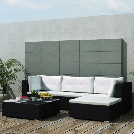 5-teiliges Gartenmöbel-Set und schwarze synthetische Rattankissen von vidaXL, Gartensets - Ref: Foro24-41872, Preis: 491,01 €...