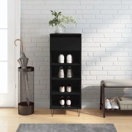 Black plywood shoe cabinet 40x36x105 cm by , Shoe racks and shoe organizers - Ref: Foro24-831461, Price: 42,24 €, Discount: %