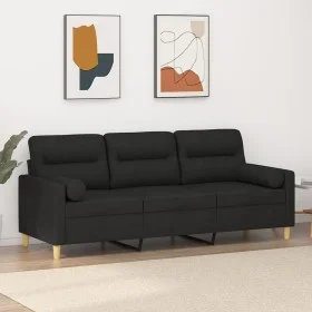 3-seater sofa with black fabric cushions 180 cm by , Sofas - Ref: Foro24-3200833, Price: 277,55 €, Discount: %