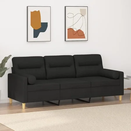 3-seater sofa with black fabric cushions 180 cm by , Sofas - Ref: Foro24-3200833, Price: 277,33 €, Discount: %