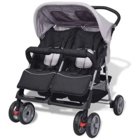 Gray and black steel twin stroller by vidaXL, Baby strollers - Ref: Foro24-10110, Price: 199,81 €, Discount: %