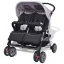 Gray and black steel twin stroller by vidaXL, Baby strollers - Ref: Foro24-10110, Price: 199,57 €, Discount: %