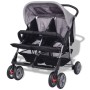Grau-schwarzer Zwillingskinderwagen aus Stahl von vidaXL, Kinderwagen - Ref: Foro24-10110, Preis: 184,80 €, Rabatt: %