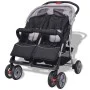 Gray and black steel twin stroller by vidaXL, Baby strollers - Ref: Foro24-10110, Price: 199,57 €, Discount: %