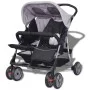 Gray and black steel twin stroller by vidaXL, Baby strollers - Ref: Foro24-10110, Price: 199,57 €, Discount: %