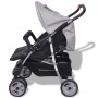 Grau-schwarzer Zwillingskinderwagen aus Stahl von vidaXL, Kinderwagen - Ref: Foro24-10110, Preis: 184,80 €, Rabatt: %