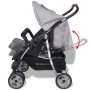 Grau-schwarzer Zwillingskinderwagen aus Stahl von vidaXL, Kinderwagen - Ref: Foro24-10110, Preis: 184,80 €, Rabatt: %