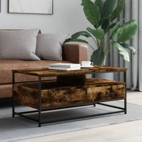 Smoked oak engineered wood coffee table 100x51x45 cm by , Coffee table - Ref: Foro24-835286, Price: 74,15 €, Discount: %