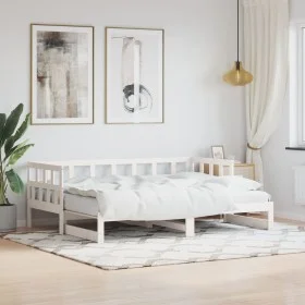 Sofá cama nido madera maciza de pino blanco 90x190 cm de , Camas y somieres - Ref: Foro24-836211, Precio: 189,14 €, Descuento: %