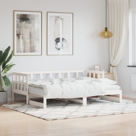 Sofá cama nido madera maciza de pino blanco 90x190 cm