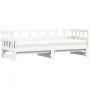 Trundle sofa bed solid white pine wood 90x190 cm by , Beds and slatted bases - Ref: Foro24-836211, Price: 189,14 €, Discount: %