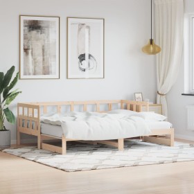 Ausziehbares Schlafsofa aus massivem Kiefernholz 80x200 cm von , Betten und Lattenroste - Ref: Foro24-836207, Preis: 156,73 €...