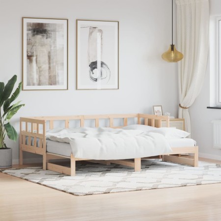 Ausziehbares Schlafsofa aus massivem Kiefernholz 80x200 cm von , Betten und Lattenroste - Ref: Foro24-836207, Preis: 156,73 €...