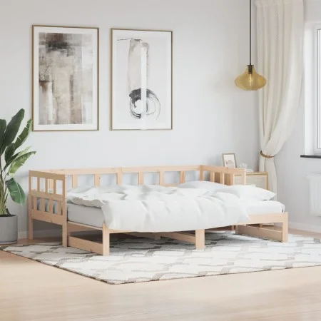 Trundle sofa bed solid pine wood 80x200 cm by , Beds and slatted bases - Ref: Foro24-836207, Price: 154,36 €, Discount: %