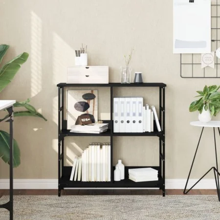 Black engineered wood shelf 78.5x33x82 cm by , Bookcases and shelves - Ref: Foro24-835244, Price: 52,04 €, Discount: %
