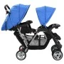 Blau-schwarzer Tandem-Kinderwagen aus Stahl für 2 Kinder von vidaXL, Kinderwagen - Ref: Foro24-10112, Preis: 207,20 €, Rabatt: %