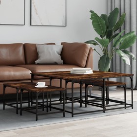 Stapelbare Couchtische, 5 Stück, Holzwerkstoff, Raucheiche von , Couchtisch - Ref: Foro24-835336, Preis: 77,92 €, Rabatt: %