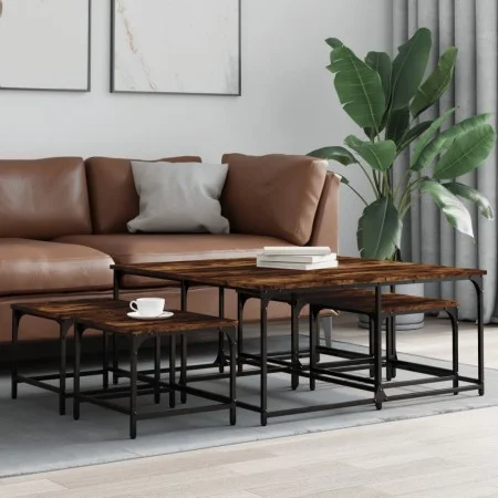 Stackable coffee tables 5 pieces engineered wood smoke oak by , Coffee table - Ref: Foro24-835336, Price: 77,23 €, Discount: %