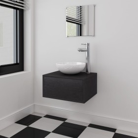 Conjunto de mueble y lavabo 3 piezas negro