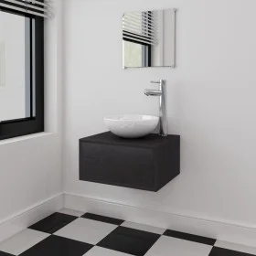 Set of furniture and sink 3 pieces black by vidaXL, Bathroom furniture - Ref: Foro24-272225, Price: 97,80 €, Discount: %