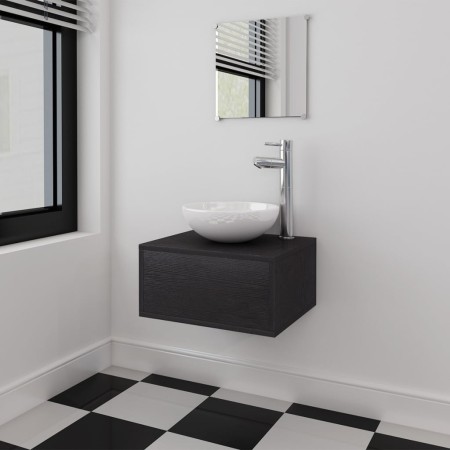 Conjunto de mueble y lavabo 3 piezas negro de vidaXL, Muebles de baño - Ref: Foro24-272225, Precio: 97,51 €, Descuento: %
