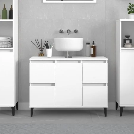 Waschbeckenschrank aus weißem Sperrholz, 80 x 33 x 60 cm von , Badezimmerwaschtische - Ref: Foro24-821276, Preis: 84,87 €, Ra...