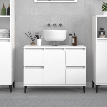 Waschbeckenschrank aus weißem Sperrholz, 80 x 33 x 60 cm von , Badezimmerwaschtische - Ref: Foro24-821276, Preis: 98,63 €, Ra...