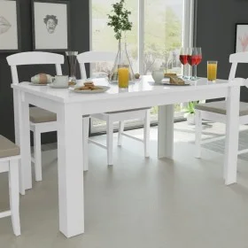 White dining table 140x80x75 cm by vidaXL, Kitchen and dining tables - Ref: Foro24-243056, Price: 129,03 €, Discount: %