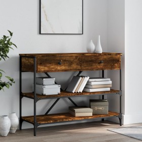 Mesa consola cajones estantes madera ingeniería roble ahumado de , Mesas auxiliares - Ref: Foro24-833405, Precio: 96,45 €, De...
