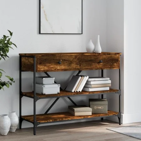 Console table drawers shelves engineered wood smoked oak by , Side tables - Ref: Foro24-833405, Price: 95,03 €, Discount: %