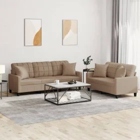 Cappuccino synthetic leather 2-piece sofa set with cushions by , Sofas - Ref: Foro24-3201392, Price: 485,25 €, Discount: %