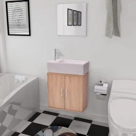 Möbel- und Waschbecken-Set, 3-teilig, in Beige. von vidaXL, Badezimmermöbel - Ref: Foro24-272228, Preis: 118,75 €, Rabatt: %