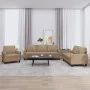Cappuccino synthetic leather 3-piece sofa set with cushions by , Sofas - Ref: Foro24-3201402, Price: 566,98 €, Discount: %