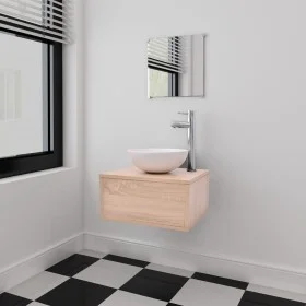 Beiges 3-teiliges Möbel- und Waschbeckenset von vidaXL, Badezimmermöbel - Ref: Foro24-272226, Preis: 110,18 €, Rabatt: %