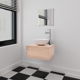 Beiges 3-teiliges Möbel- und Waschbeckenset von vidaXL, Badezimmermöbel - Ref: Foro24-272226, Preis: 126,93 €, Rabatt: %