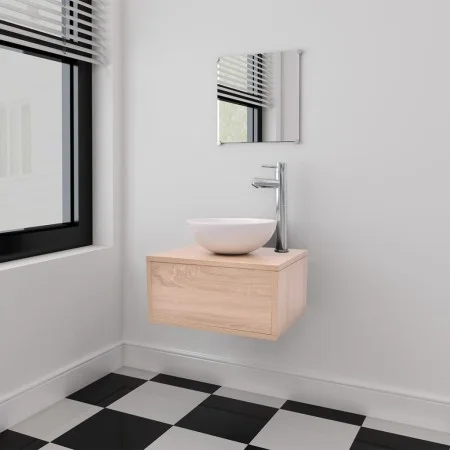 Beige 3-piece furniture and sink set by vidaXL, Bathroom furniture - Ref: Foro24-272226, Price: 118,18 €, Discount: %
