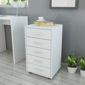 Office chest of drawers with wheels 5 white drawers by vidaXL, Lockers and storage cabinets - Ref: Foro24-243064, Price: 80,1...