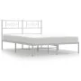 Metal bed frame with white headboard 135x190 cm by , Beds and slatted bases - Ref: Foro24-355315, Price: 97,79 €, Discount: %