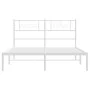 Metal bed frame with white headboard 135x190 cm by , Beds and slatted bases - Ref: Foro24-355315, Price: 97,79 €, Discount: %