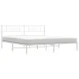 Estructura de cama de metal con cabecero blanco 193x203 cm de , Camas y somieres - Ref: Foro24-355322, Precio: 109,19 €, Desc...
