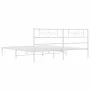 Estructura de cama de metal con cabecero blanco 193x203 cm de , Camas y somieres - Ref: Foro24-355322, Precio: 109,19 €, Desc...